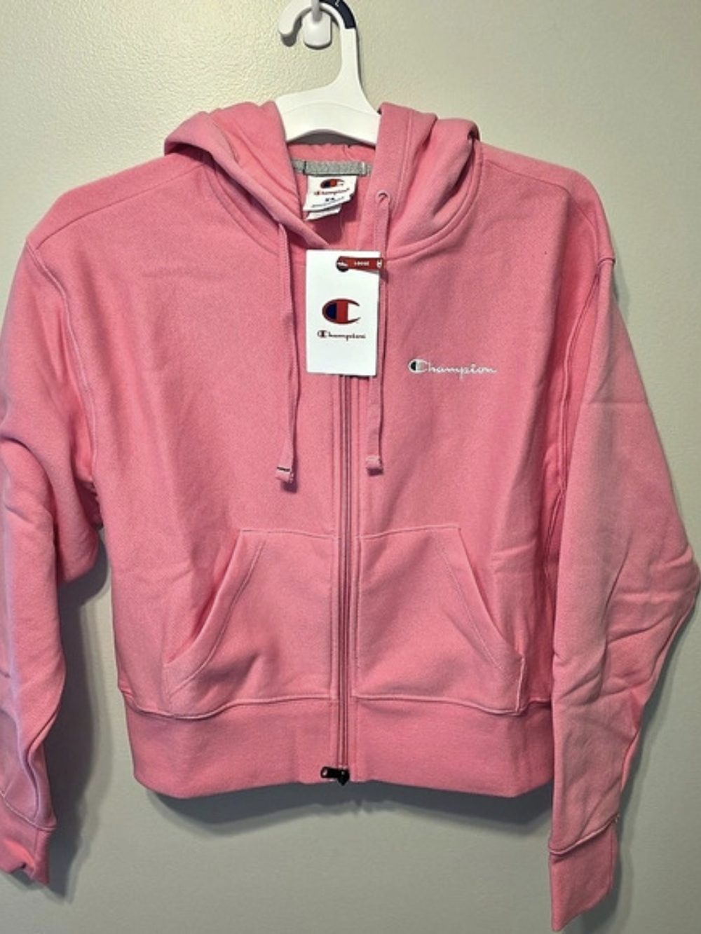 Champion Women's Cropped Fleece Zip-Up Sweatshirt Pink XS